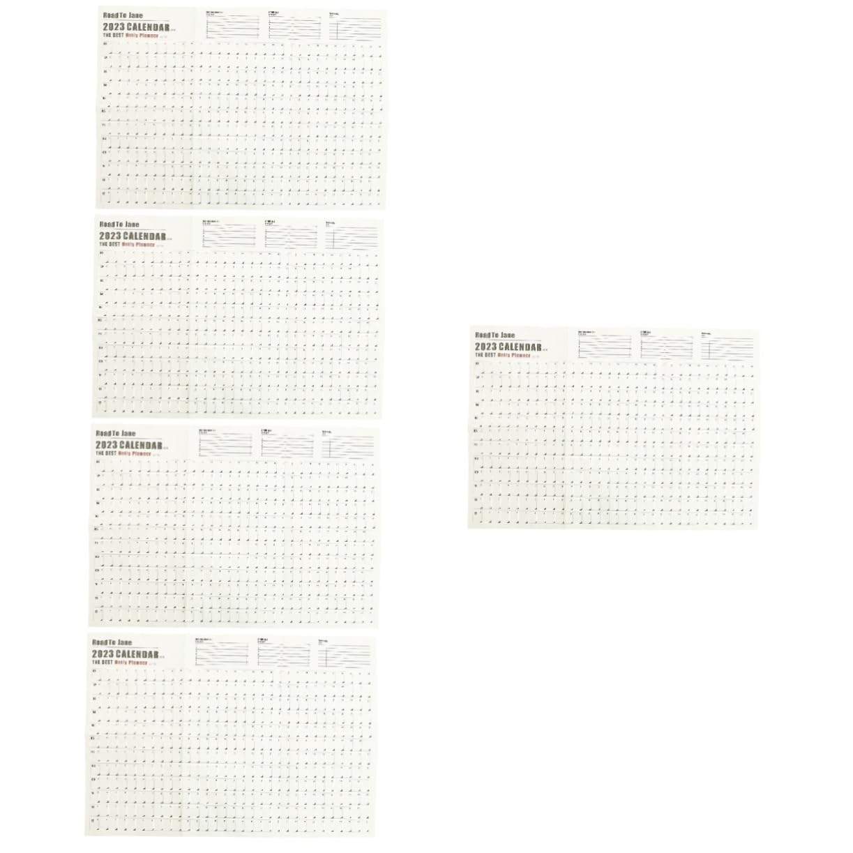 Tofficu 5pezzi Calendario Muro Pianificatore Annuale Carta Design Semplice e Fresco Per Pianificazione Quotidiana e Obiettivi Annuali