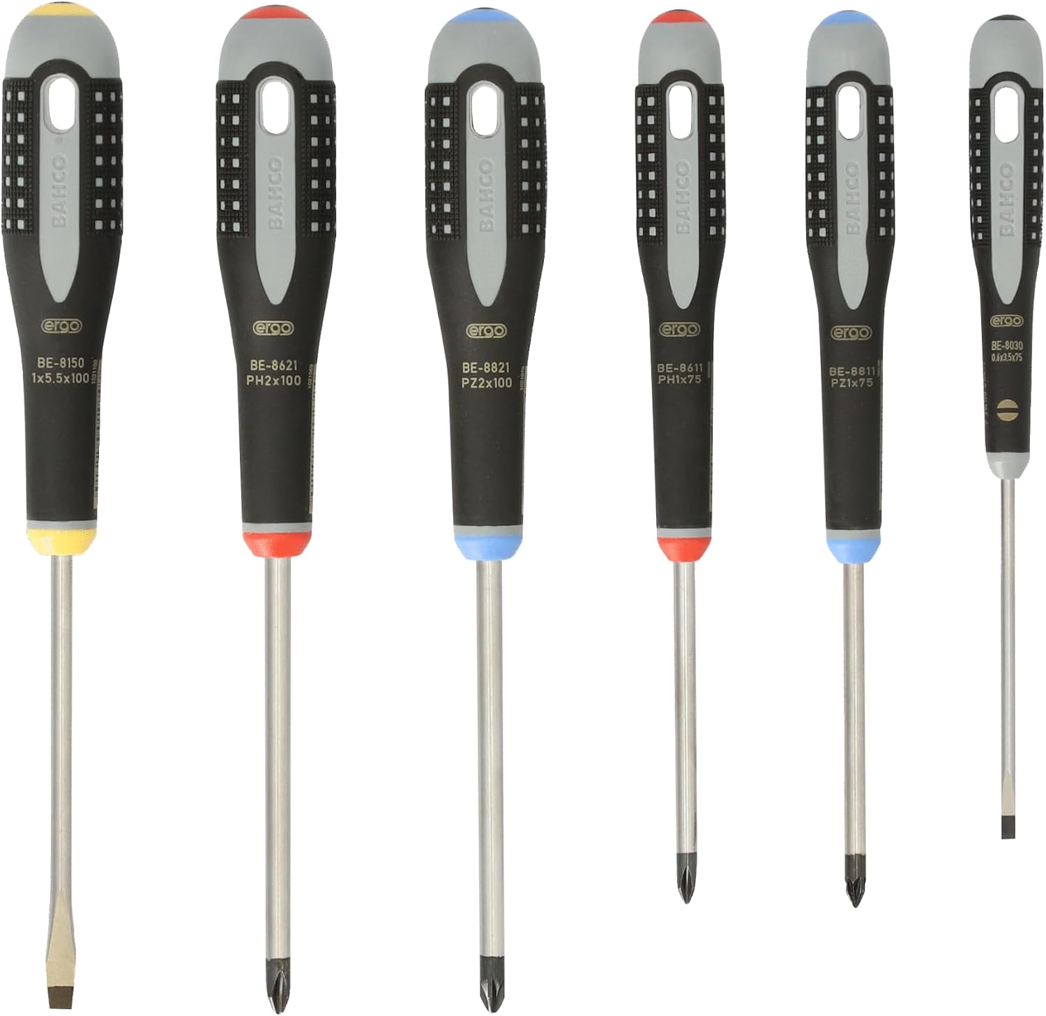 BAHCO BE-9886 6 Piece Ergo Mixed Slotted PoziDriv Phillips Screwdriver Set
