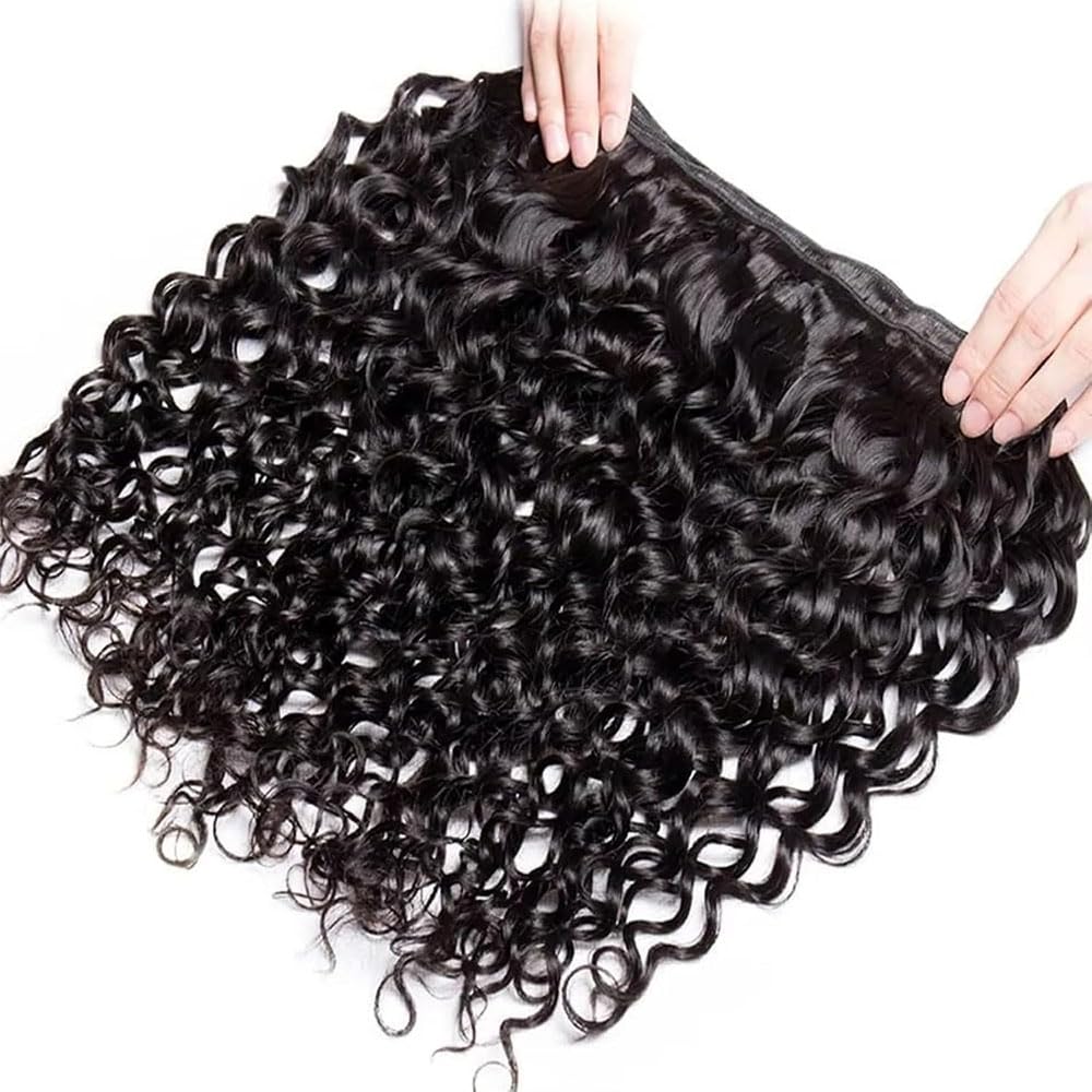 Water Wave Bundles Human Hair Echthaar Tressen Extensions Menschliches Haar Extensions 3 Bundles 100g/pcs Double Weft #1B Natural Black for Woman 26 26 26 Inch