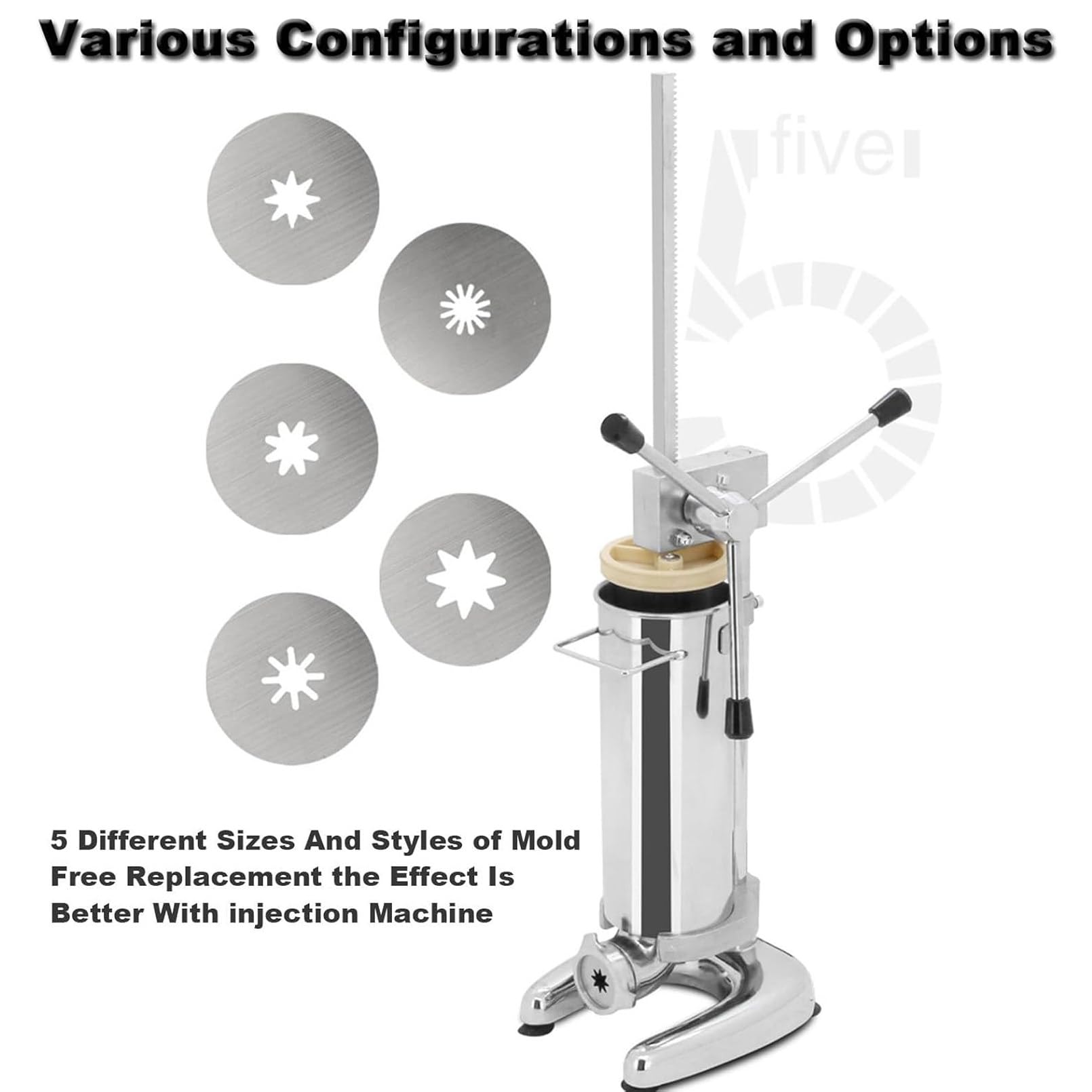 Churrera Comercial, máquina Manual para Hacer Churros Estilo español con 5 Moles, churrera Vertical de Acero Inoxidable, máquina para Rellenar Churros, Equipo para panaderías y repostería 3L