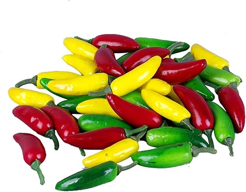 60 mini chiles picantes falsos, simulación de chile pequeño artificial realista, vegetales falsos de plástico para accesorios fotográficos,