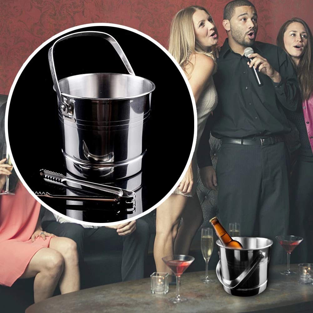 Zangen Wein Bar Kühler Club Container Werkzeuge Edelstahl Barware Fass Party Champagner mit Deckel Tragbare EIS Eimer