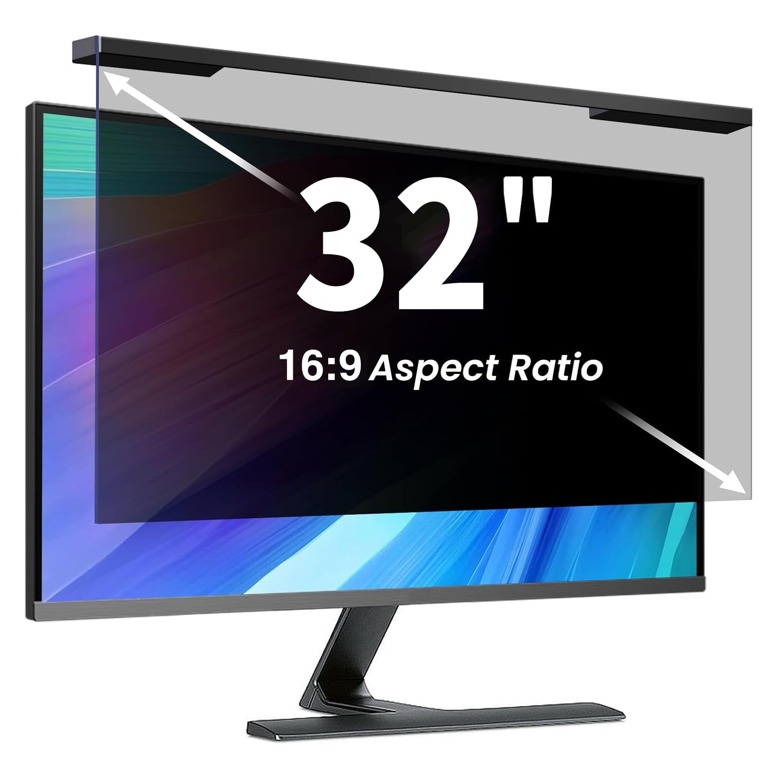 Hanging 32 Inch Computer Privacy Screen Filter, Hanging Computer Screen Privacy Cover, Compatible with, 32 Inch 16:9 Widescreen Monitors, Protect Eyes from Glare and Blue Light