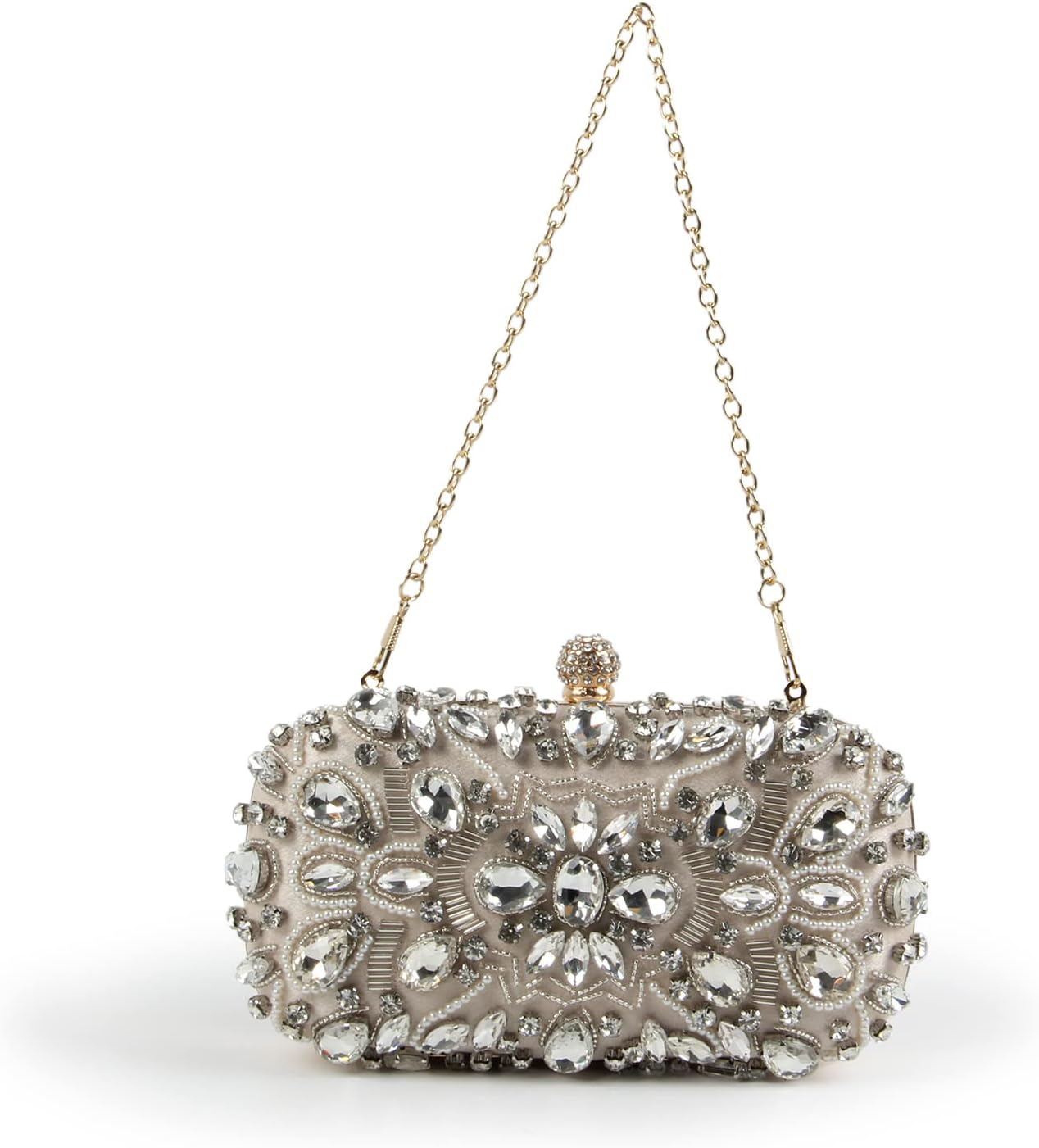 KUANG! Women Beaded Clutch Evening Bag Fashion Rhinestone Diamond Wedding Handbag Bridal Purse for Party