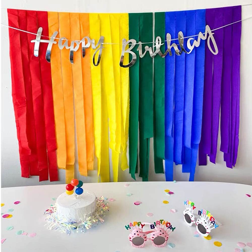 6 Rolls Colourful Crepe Paper(4.5CMx25M) Rainbow Crepe Streamers for Party Decorations(Orange,Blue,Green,Purple,Red,Yellow) - Image 3