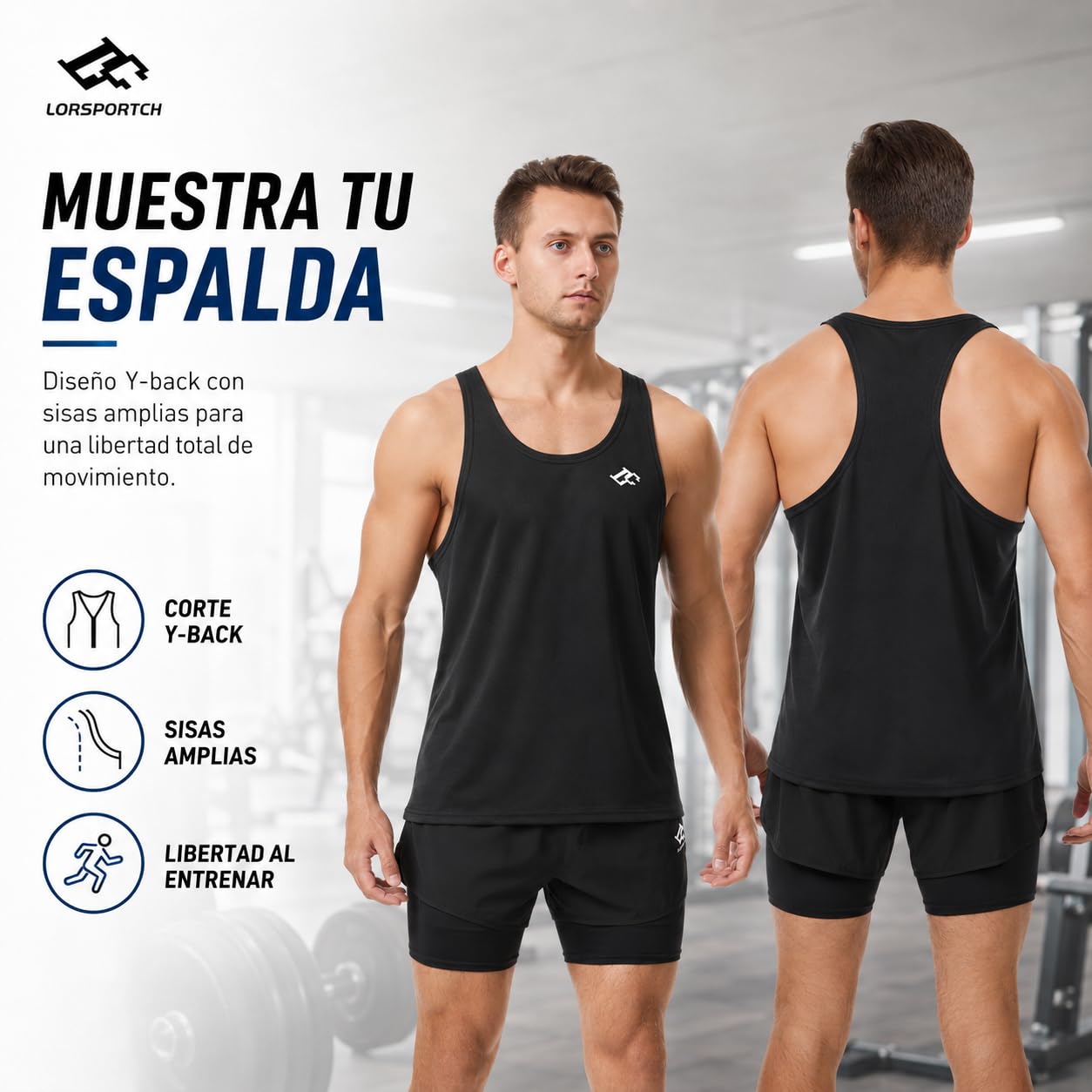 Camiseta sin Mangas para Hombre, para Entrenamiento atlético, de Secado rápido, con Espalda en Y, para Culturismo, Gimnasio, Chaleco Muscular