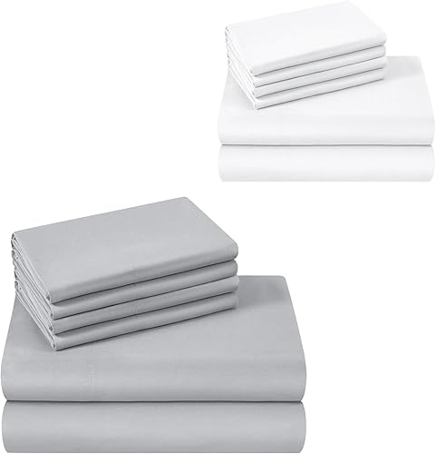 HOMEIDEAS Sábanas de hotel de cama tamaño queen (blanco y gris) disponible en Yaxa Mexico