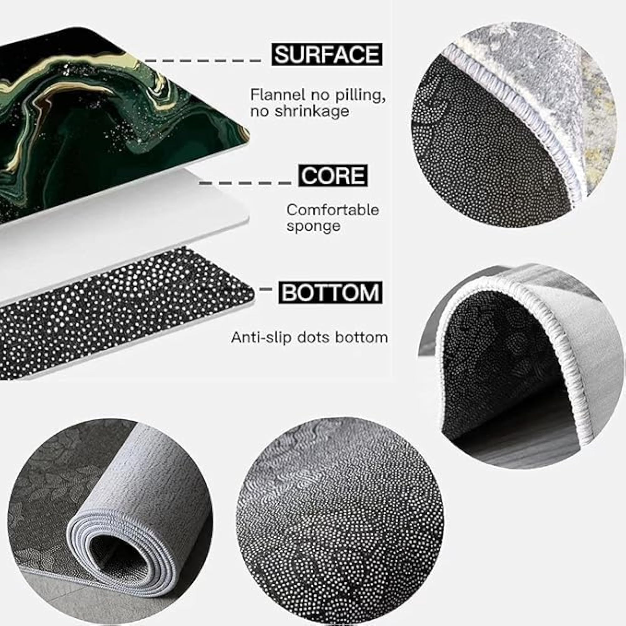 Marble Super Absorbent Bath Mat, Non-Slip