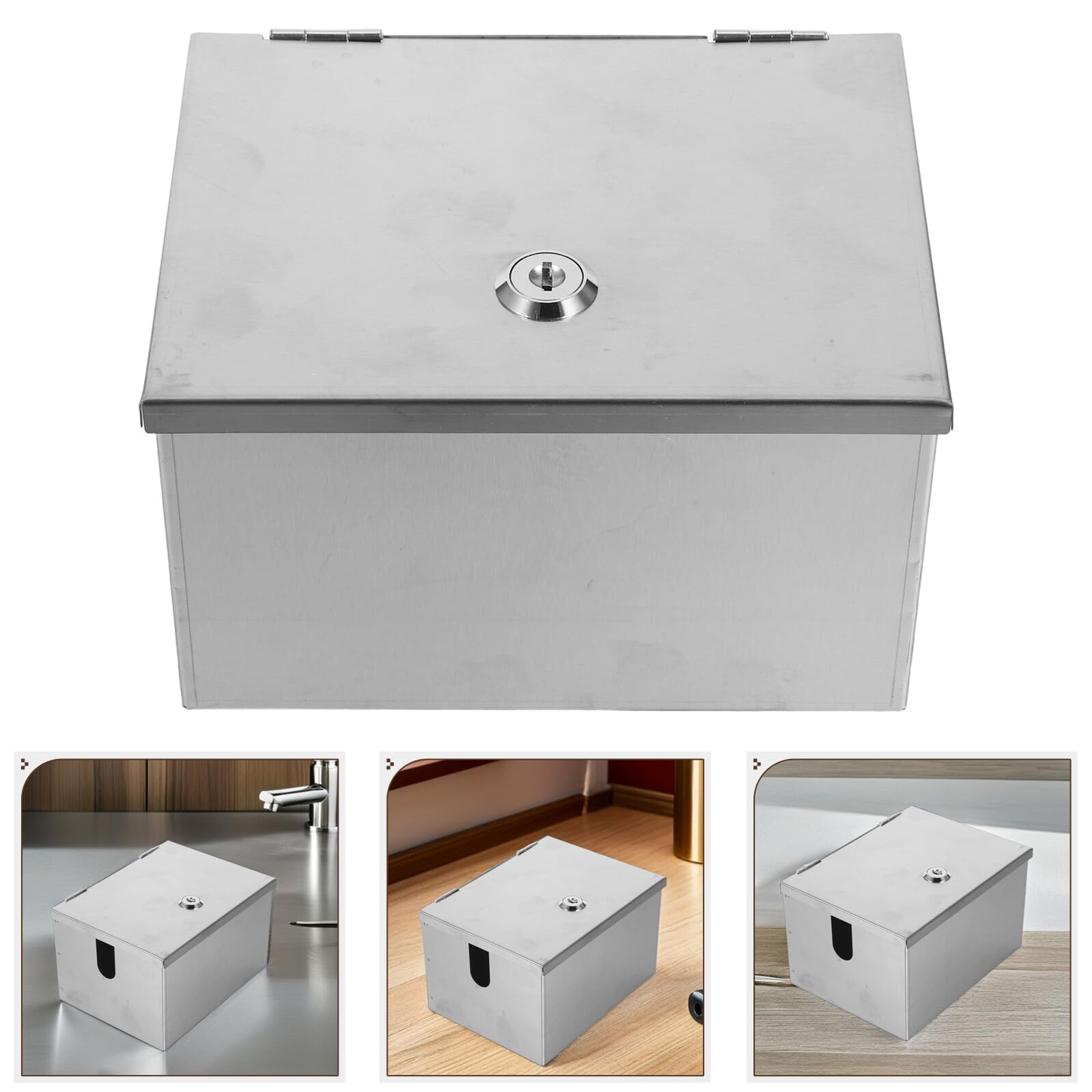 Ipetboom Caja Protectora Sistema Antirrobo y Cerradura para Enchufes Eléctricos para de Acero Inoxidable Adecuado para Patios y Escuelas