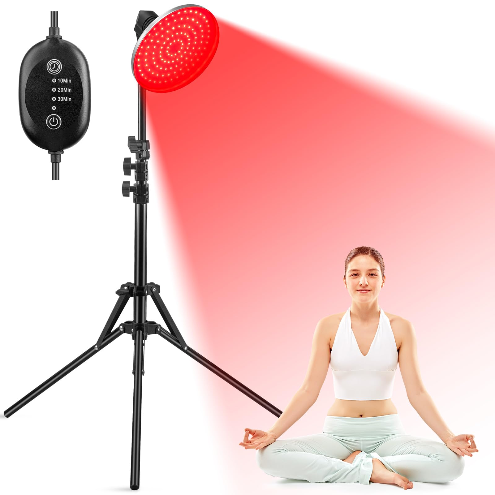 Lampada infrarossi 660nm, 120 LED, timer, treppiede | 15-30 min, 2-5x/settimana, regolabile, 40-60cm, viso/corpo/schiena