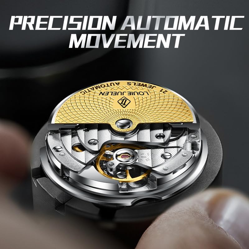 Men's Luxury Chronograph Mechanical Watch 30M Water Waterproof Silver White Dial Black Leather Band Analog Display - Image 7