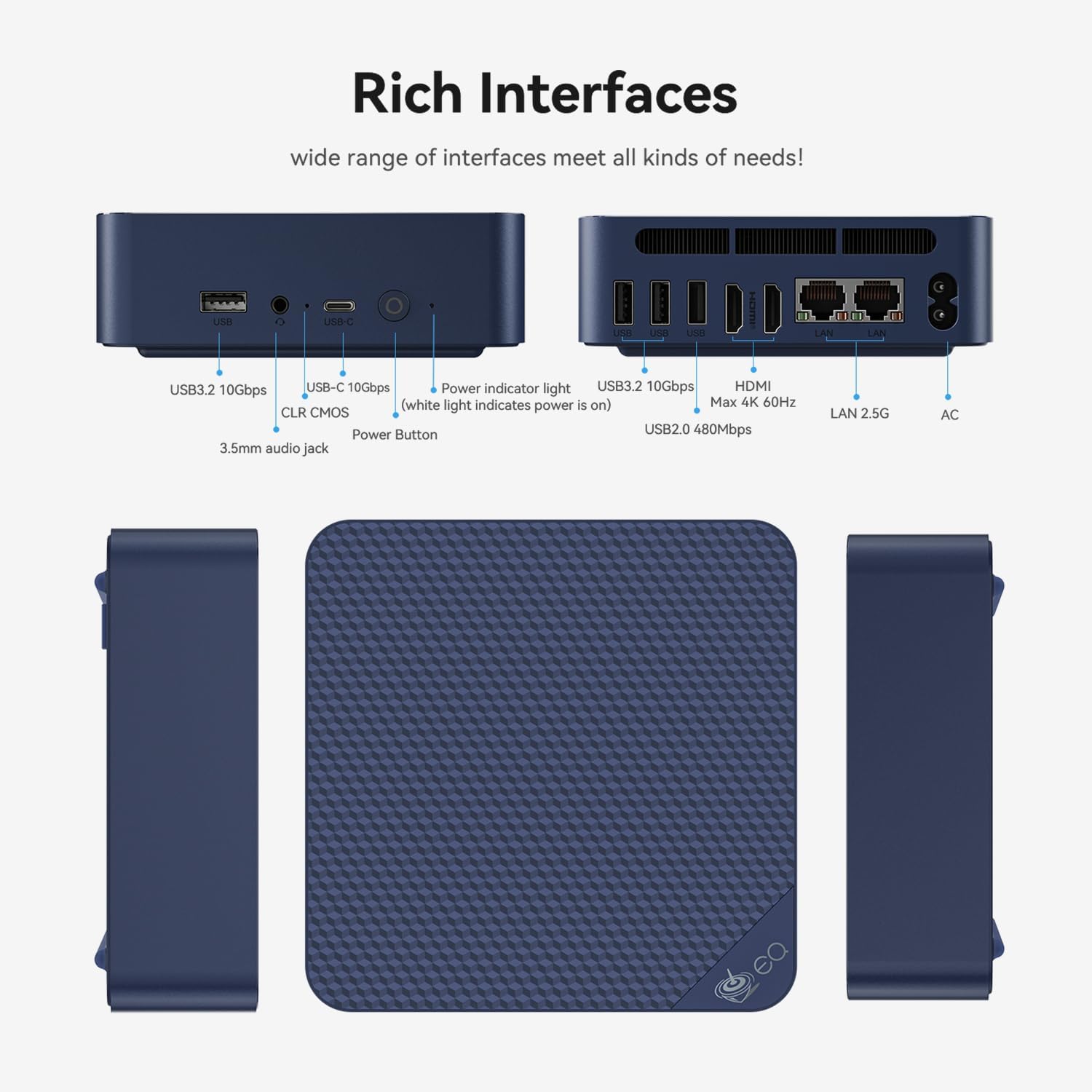 Beelink Mini PC, EQ14 Intel Twin Lake N150(up to 3.6GHz) 4C/4T, Mini Computer 16GB DDR4 RAM 500GB SSD, Desktop PC Dual Display HDMI*2 4K 60Hz/Dual 2.5Gbps/WiFi6/BT5.2/WOL/Office/W11 Home - Image 8