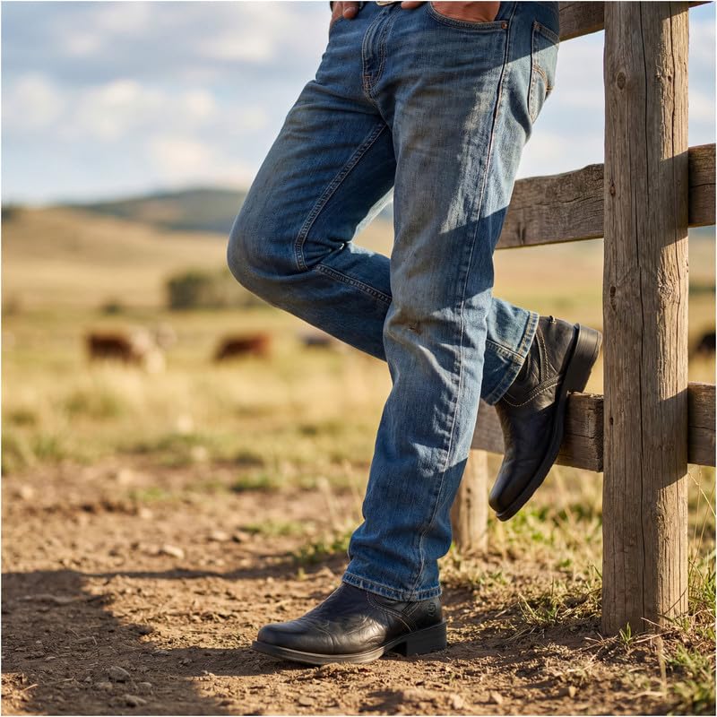 Image of SUREWAY Men's Western Chelsea Cowboy Boots | Square Toe, Slip On, Casual Dress Boots