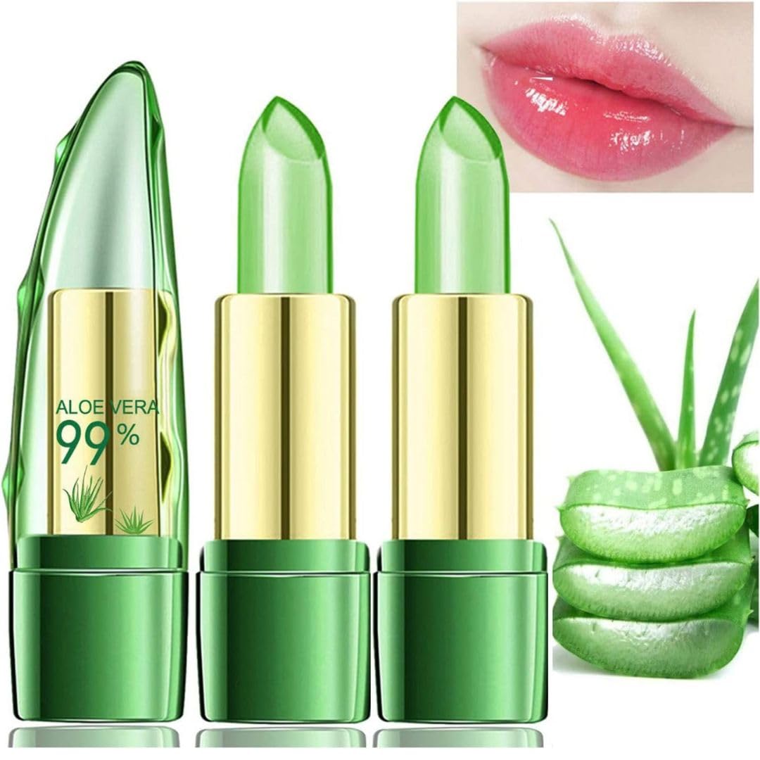 Aloe Vera Lipstick, Aloe Vera Lip Balm, Moisturizing Crystal Jelly Lipsticks, Organic Color Change Lipstick - Image 3