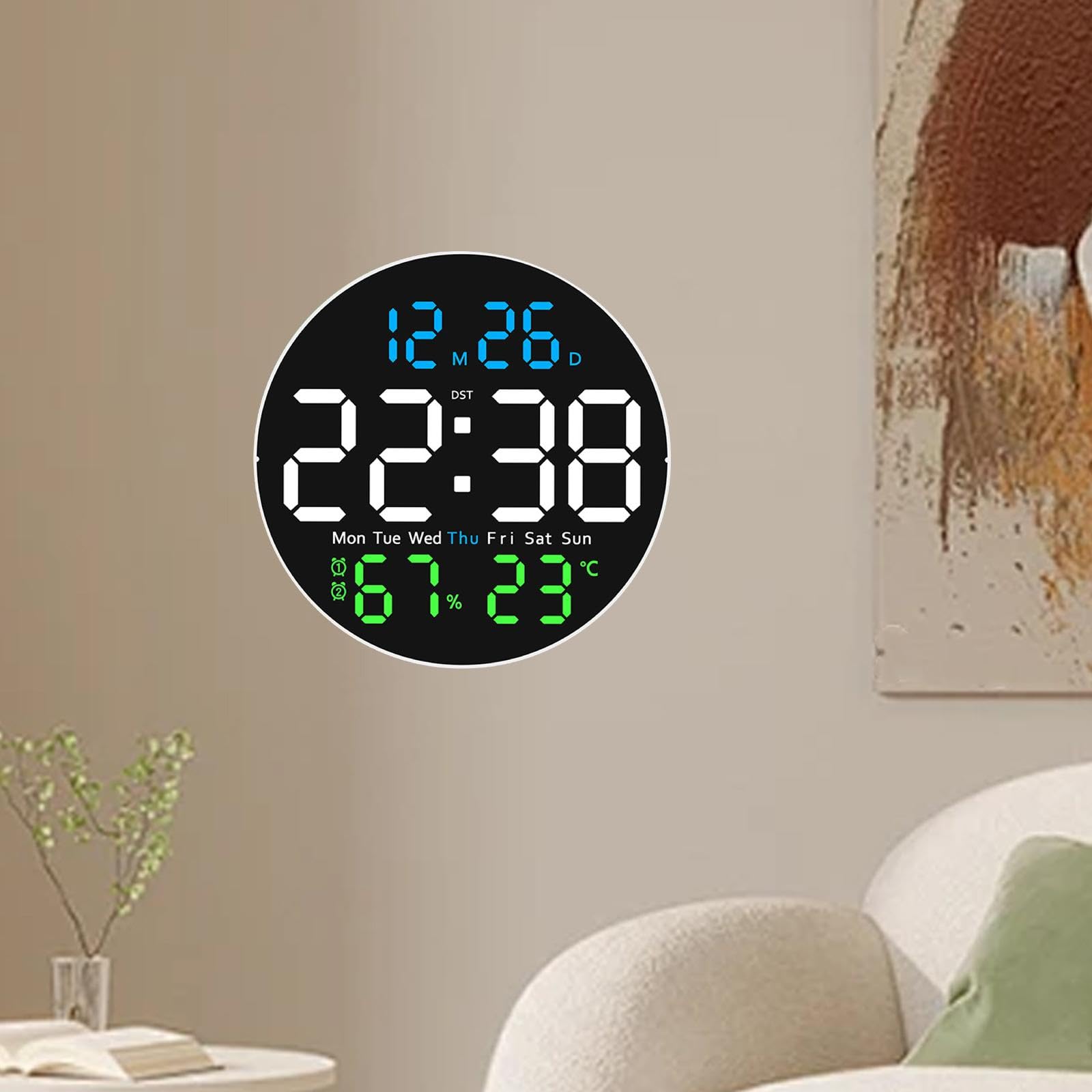 Orologio Digitale a LED con Illuminazione Notturna 12/24 Ore Data Allerte per La Casa per La Casa, 3 Colori