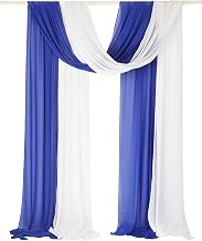 2 Panels 18Ft Wedding Arch Chiffon Draping Fabric, Arbor Drapes for Wedding Outdoor Party Reception Backdrop (Royal Blue & White)