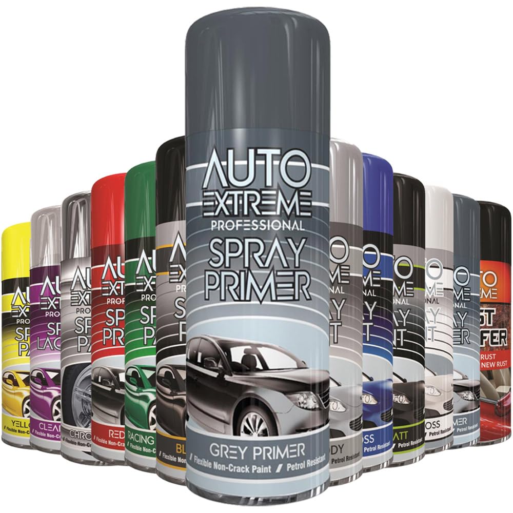 Alezyb Grey Primer 400Ml - Ax 1 X Auto Extreme Grey Primer Spray Paint 400Ml Professional Quality, Perfect Finish Multipurpose Aerosol For Cars, Bikes,Vans, Metal, Wood