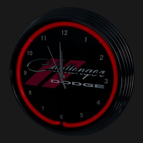 Miniatura 2 de Blue Oval Industries Challenger - Reloj de pared de neón con luz roja de 15 pulgadas