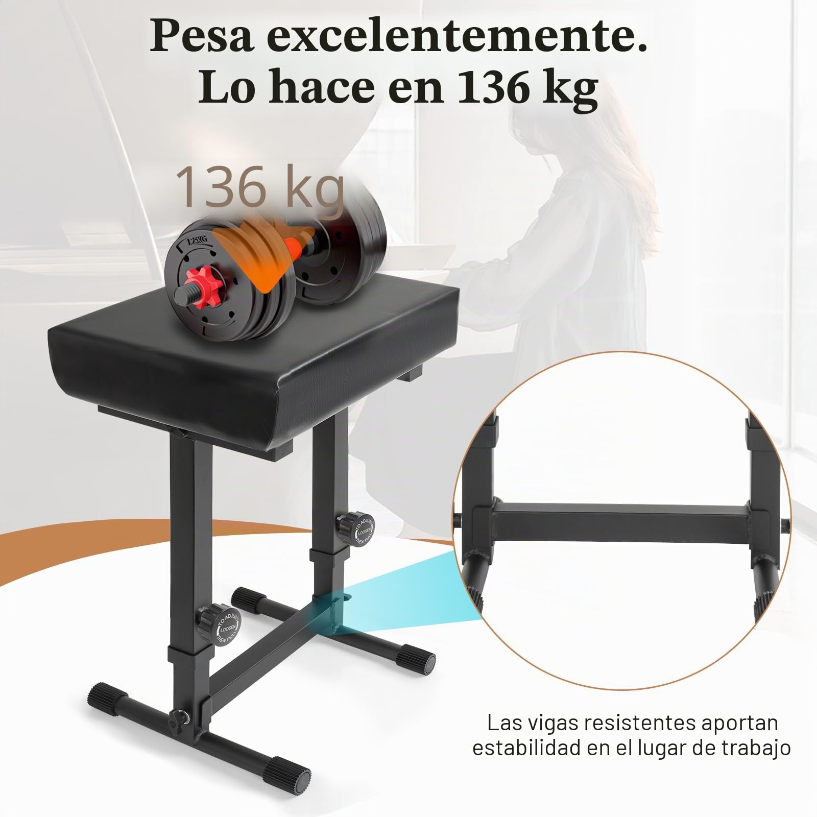 OUUTMEE Banco de piano ajustable – Banco de teclado musical para teclado de piano con cojín acolchado de poliuretano negro, cómodo y suave
