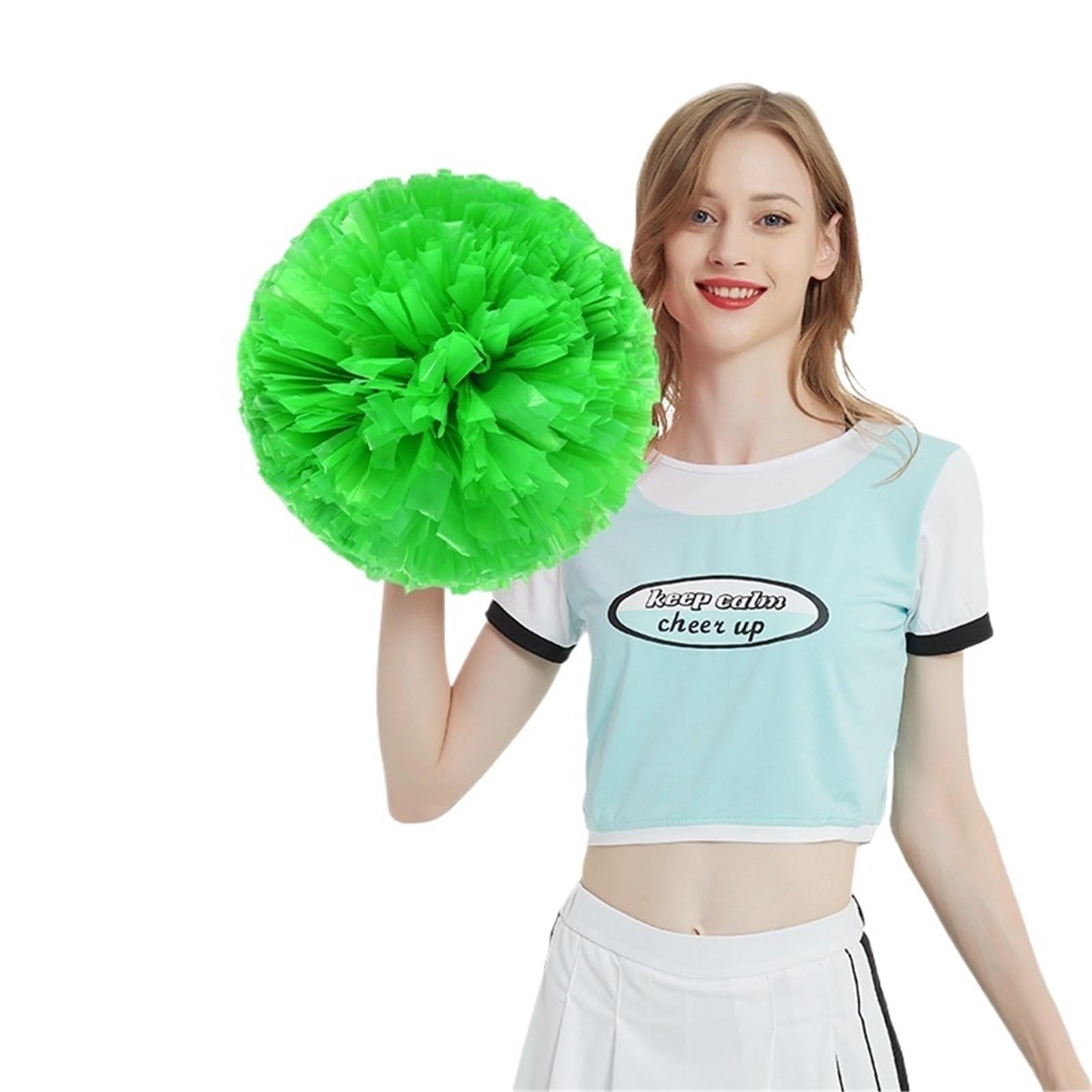 Pompom Cheerleading Team Hand Flower Sports Performance Dance Props Ball for Cheerleaders(Green)