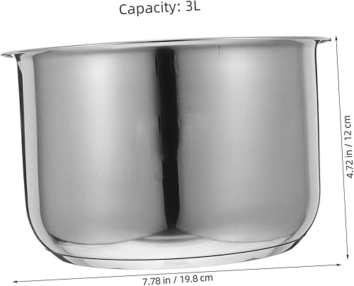Miniatura 2 de DOITOOL Olla interna de 2 l de acero inoxidable para arrocera, olla interior de olla de cocción de tanque interior, piezas de repuesto para cocina