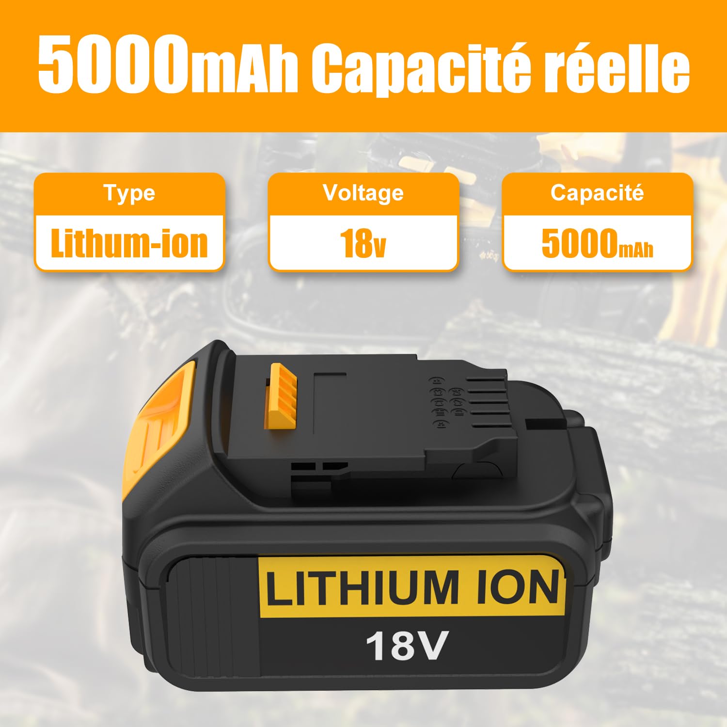 Energup 2 Pièces 18V 5.0Ah Batterie avec Chargeur pour Dewalt Batterie 18V | Compatible avec DCB184 DCB183 DCB182 DCB180 DCB181 DCB205 et Chargeur DCB112 DCB115