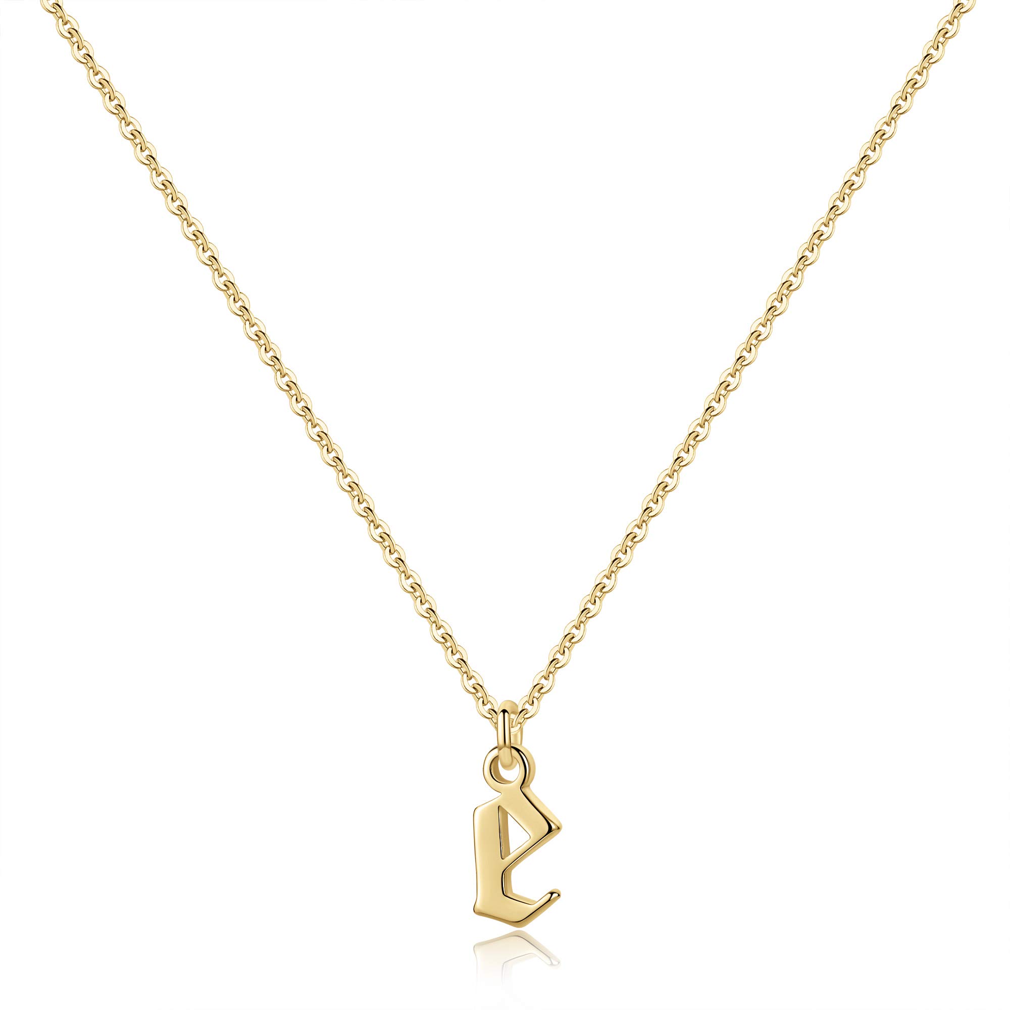 Old English Initial Necklace, 14K Gold Plated Letter Pendant Dainty Adjustable Tiny Initial Necklaces for Women Teen Girls