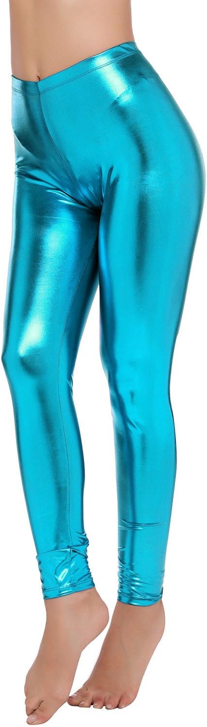 PINKPHOENIXFLY Womens Sexy Shiny Faux Leather Leggings Pants