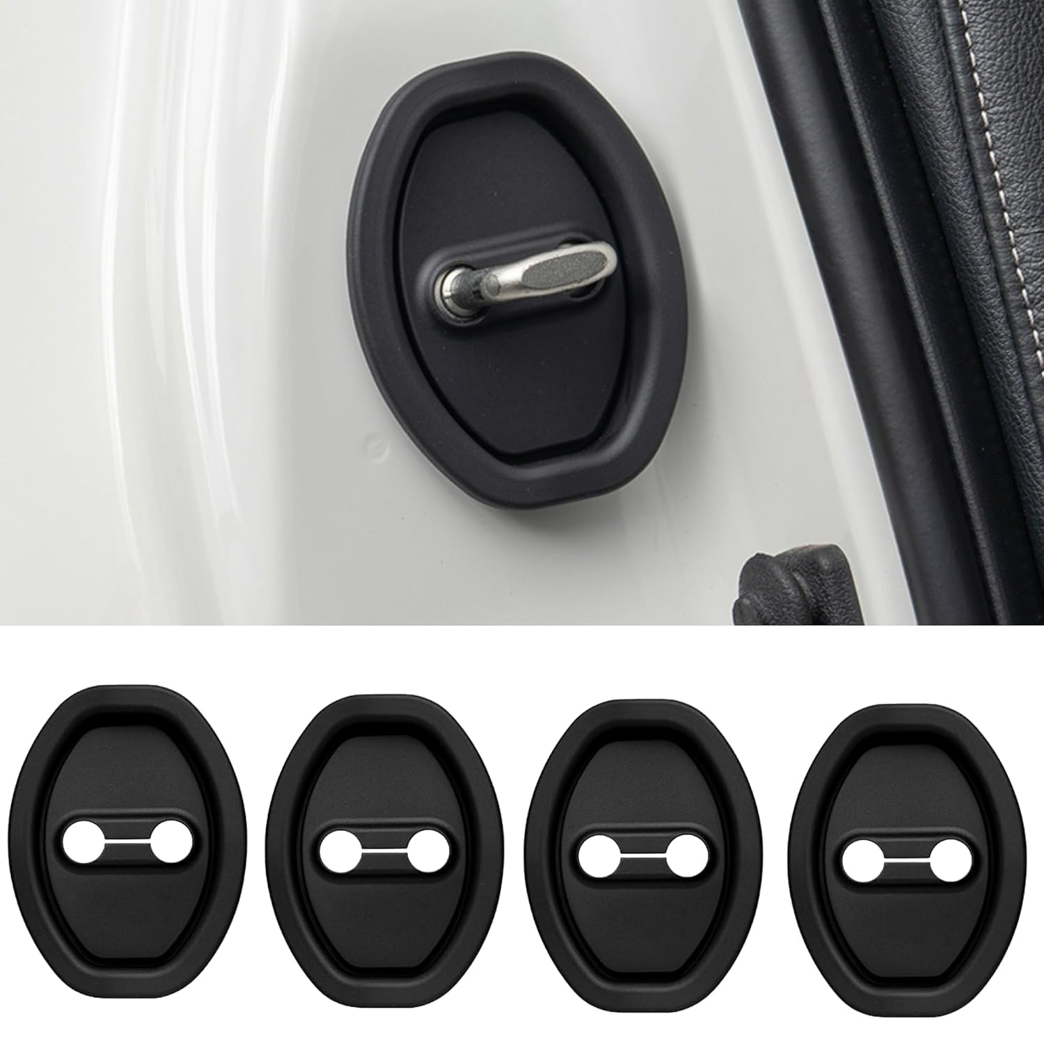 4 Pcs Car Door Latch Protective Covers for Alto K10 2026 Year Onwards All Models of Suzukii Car Shock Absorption Pads Universal Guard Door Lock Cover (Black)-image-14