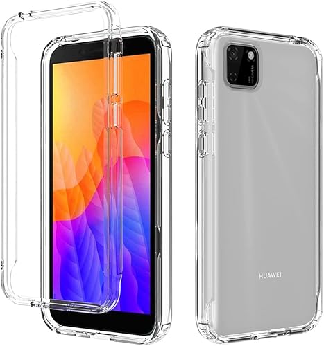 Miniatura 6 de Bohefo Funda transparente compatible con Huawei Y5P, funda DRA-LX9 con protector de pantalla de vidrio templado, bonita funda protectora a prueba de
