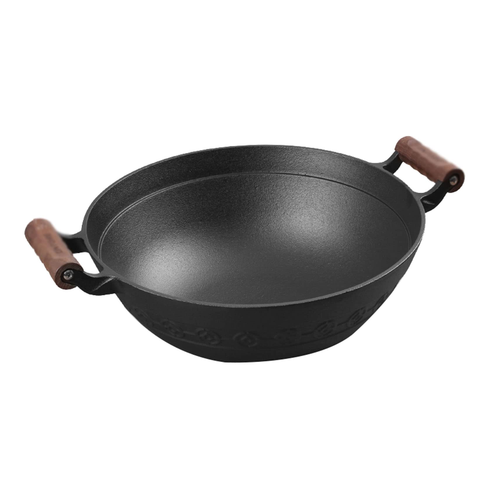 ASerZenith Cast Iron Pot, Iron Wok Binaural Household Frying Pot,32Cm