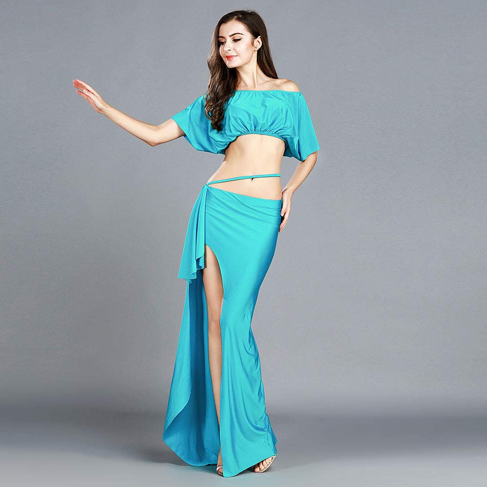 ROYAL SMEELA Ropa ensayo Danza del Vientre Faldas Tops Baile del Vientre Escotado por detrás Tops Falda Larga Mujer Trajes de Danza Oriental Mujer