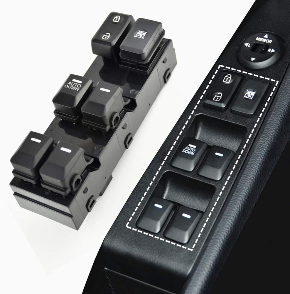 - Master Power Window Switch for Kia Sportage 2010-2015 oe:93570-3W000WK Master Door Lock Window Switch Control Button