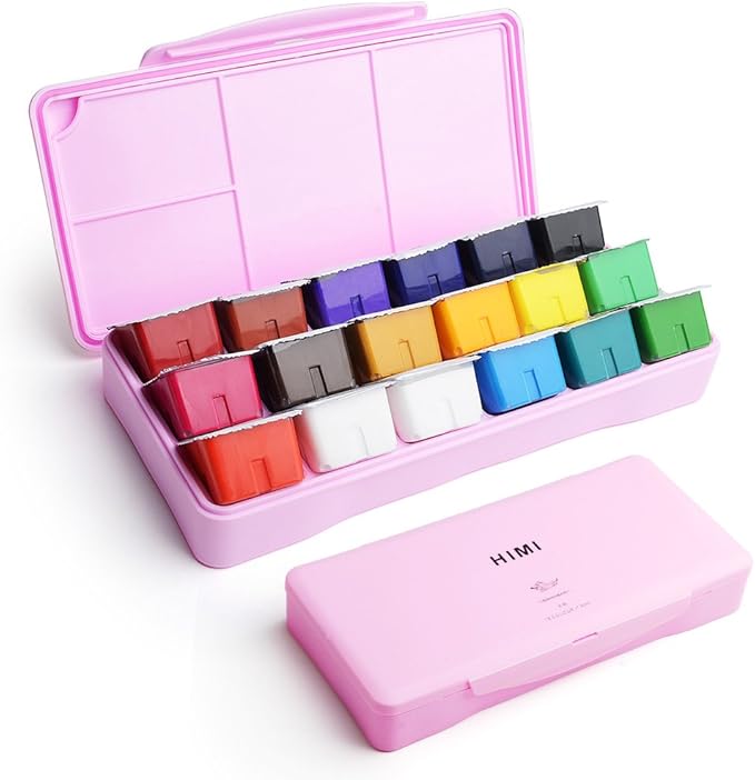 Arrtx Gouache Paint Kit, 18 Colors x 30ml Paint Set Unique Jelly Cup