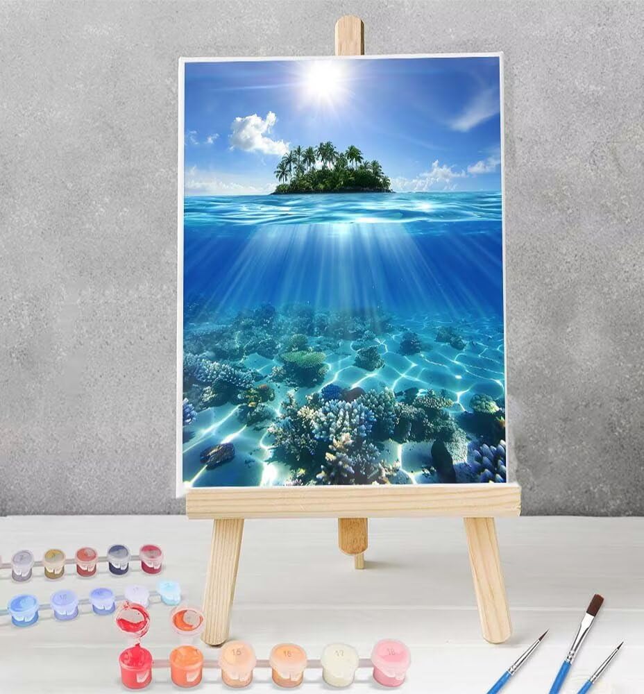 Amazon.co.jp: 数字塗り絵 海 paint by numbers 青 数字油画 大人用