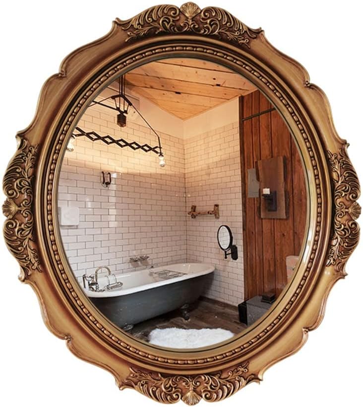 CDGTHYU Bathroom Retro Oval Decorative Hanging Carved Golden Gift Living Room Decoration(Bronze,78x68cm)