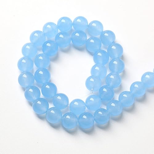 Miniatura 5 de 90 cuentas de piedra de calcedonia natural azul de 0.157 in para hacer joyas, cuentas redondas de jades, accesorios para pulseras y pulseras (jade