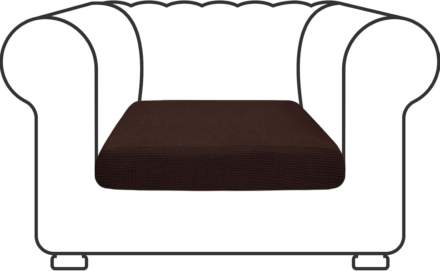 Argstar 1 Piece Stretch Sofa Cushion Slipcover, Fitted Elastic Sofa Cushion Furniture Protector, Jacquard Fabric Non Skid Couch Seat Cushion Protector Covers for 1-Seat Sofa (Armchair, Dark Brown)