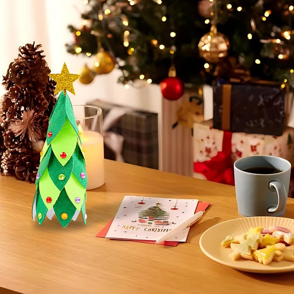InteDesign Filcowy zestaw choinki, 3D DIY filcowy zestaw choinki, zestaw do majsterkowania z ręcznie wykonanymi ornamentami, filcowa dekoracja choinkowa, upominki na przyjęcie, Boże Narodzenie, sztuka