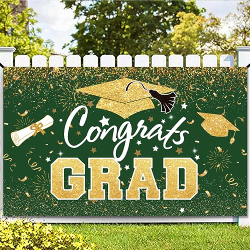 Fondo para fiesta de graduación verde y dorado 70.8x43.3 pulgadas miniatura 7