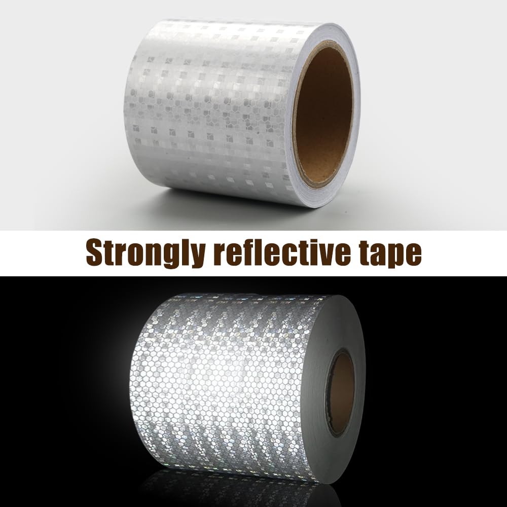 Bande Réfléchissante Autocollante Blanche 10 Cm X 10 M – Haute Visibilité, Imperméable, Pour Voitures, Remorques, Vélo, Sécurité Routière