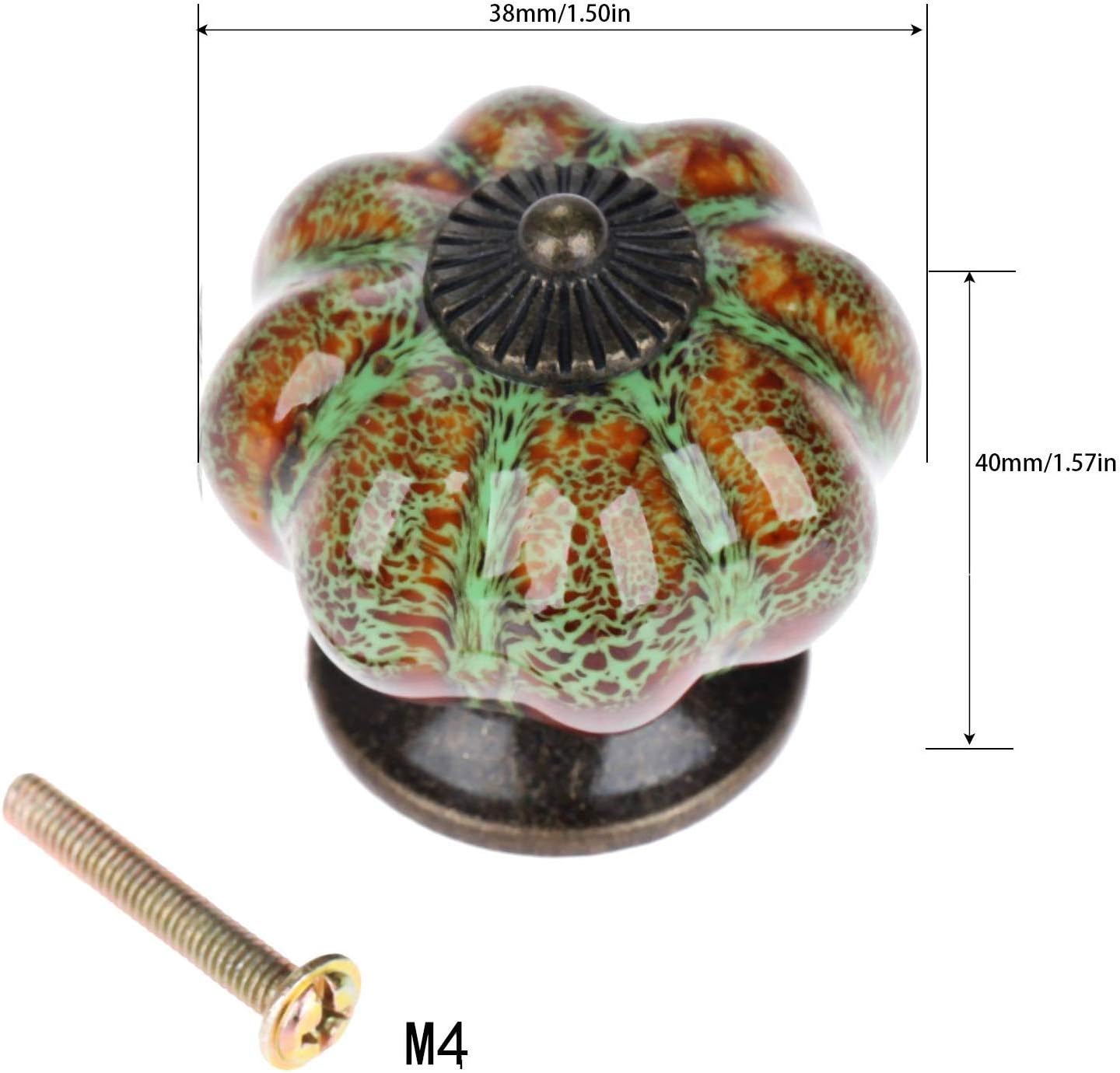 Mgoodoo Ceramic Door Knob Antique Pumpkin for Cabinets Cupboard Dresser Drawers Kitchen Furniture Handles Pulls (10 Pcs, Green) - Image 3