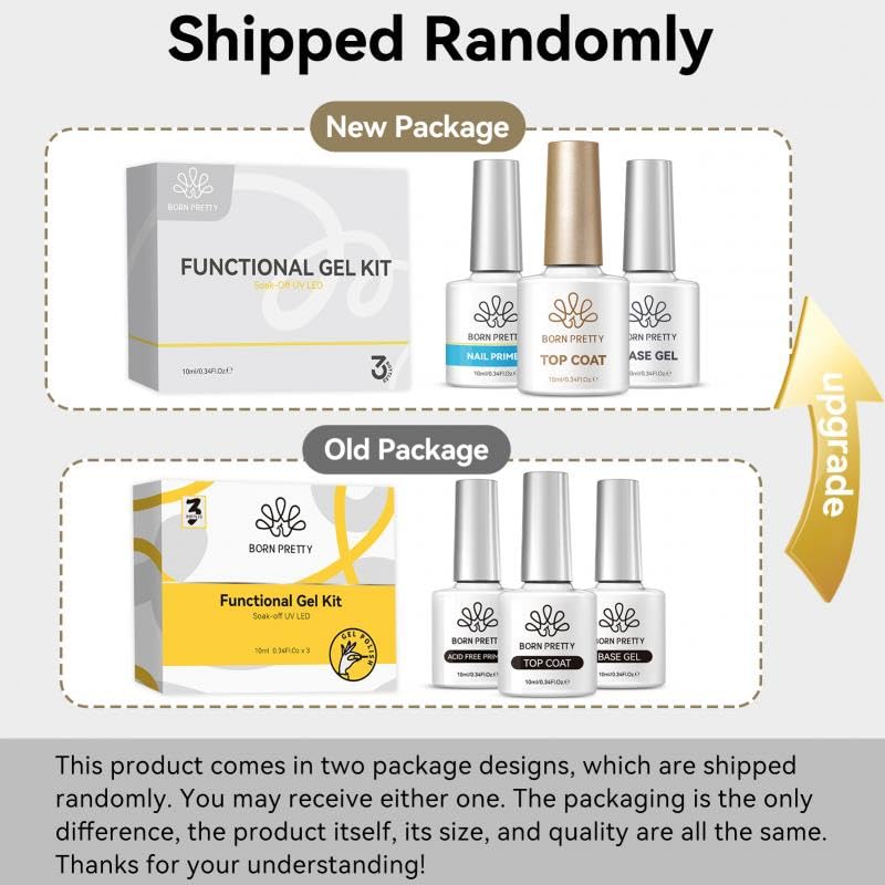 Born Pretty Base e top coat semipermanente e primer per unghie | Set di top coat semipermanente per unghie lucido senza necessità di pulizia, base gel e primer per unghie