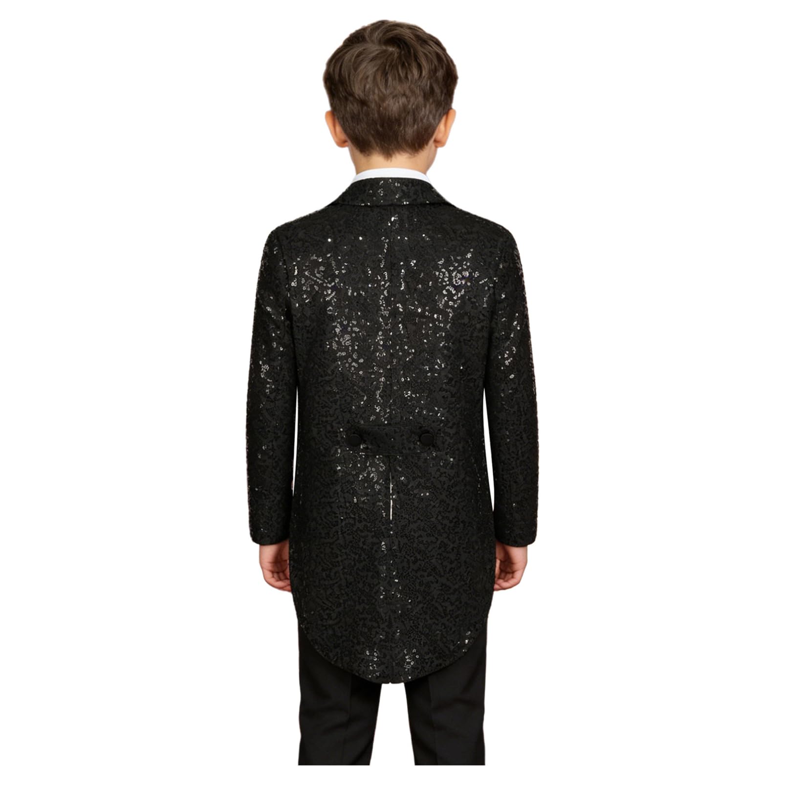 Aislor Veste Pailletté Garçon Costume Smoking Mariage Soirée Fête Enfant Manteau Gentilhomme Formel Blouse Tailcoat Queue de Pie Cirque Danse Spectacle Performance