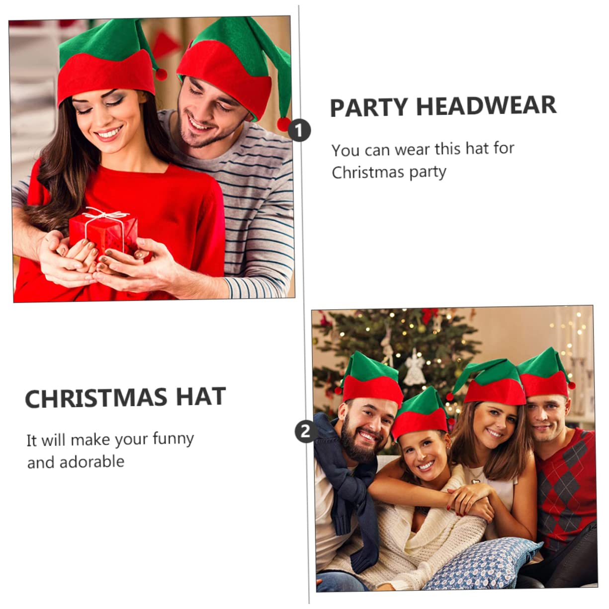 PRETYZOOM 12 Pz Cappello a Punta Elfico Cappello Cosplay Elfo Bomboniere in Costume Da Festa Rosso Da Elfo Di Babbo Natale Cappelli Rossi Da Di Babbo Natale Raso