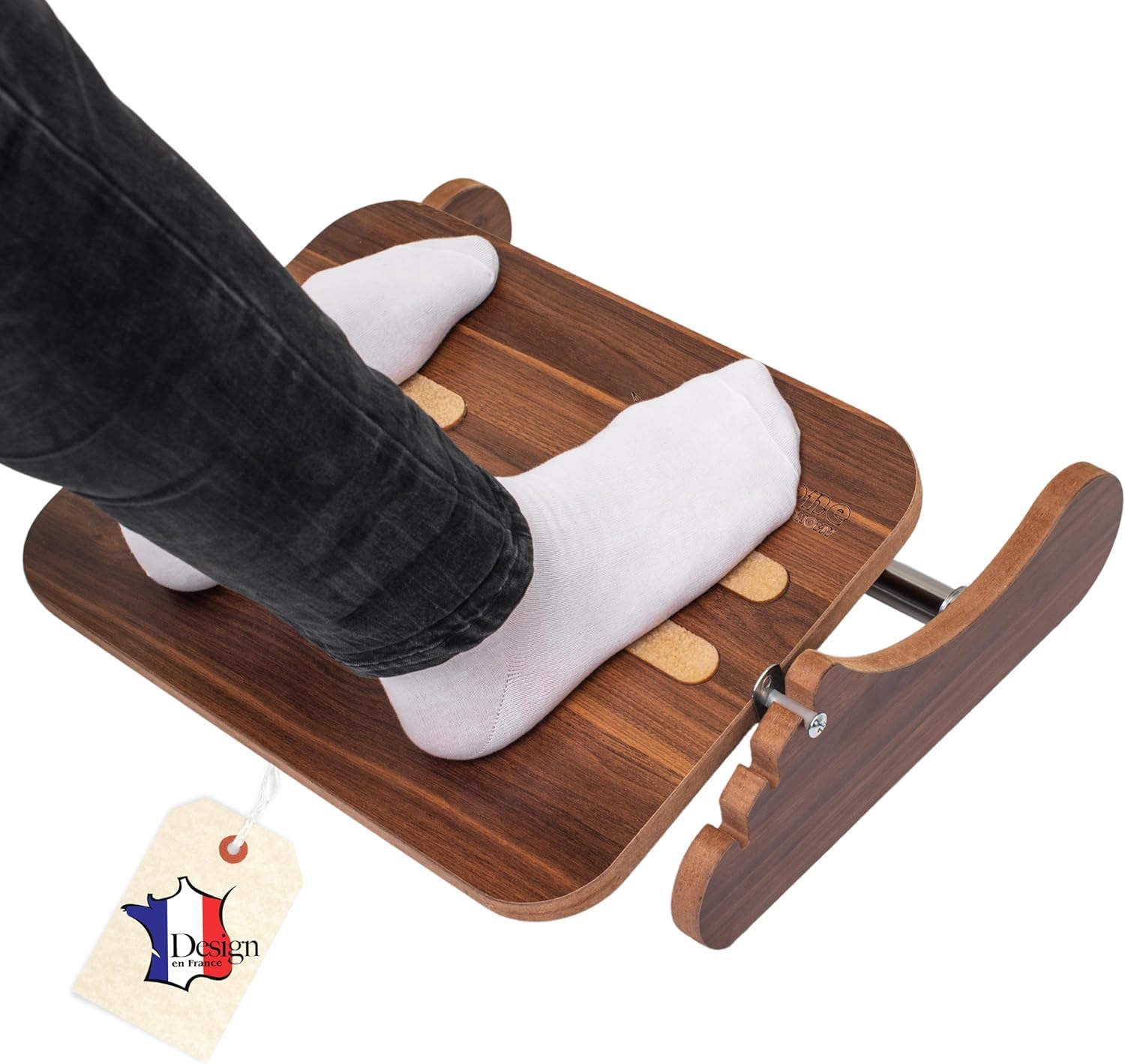 Reposapiés de Madera para Oficina – Reposa Pies Ergonómico con Altura Ajustable y Movimiento Basculante – Mejora la Postura en Escritorio o Teletrabajo