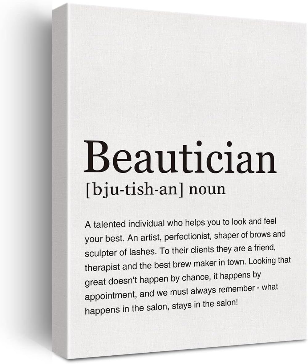 Beautician Definition Print Canvas Wall Art Home Office Decor Modern Minimalist Painting 12x15 Canvas Salon Poster Framed Ready to Hang Beauty Room Artwork