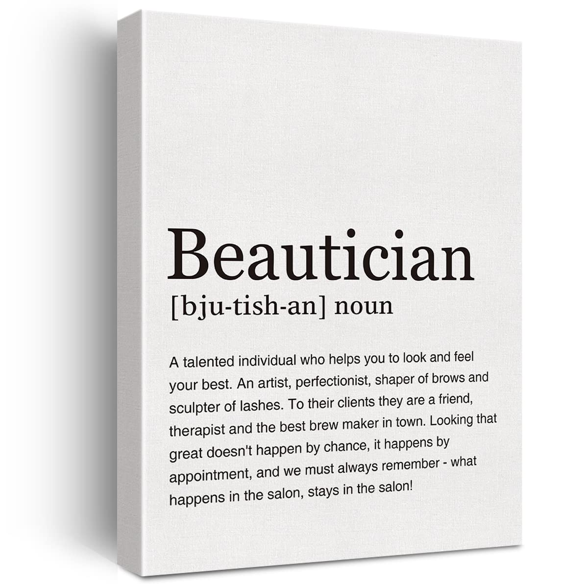 Beautician Definition Print Canvas Wall Art Home Office Decor Modern Minimalist Painting 12x15 Canvas Salon Poster Framed Ready to Hang Beauty Room Artwork