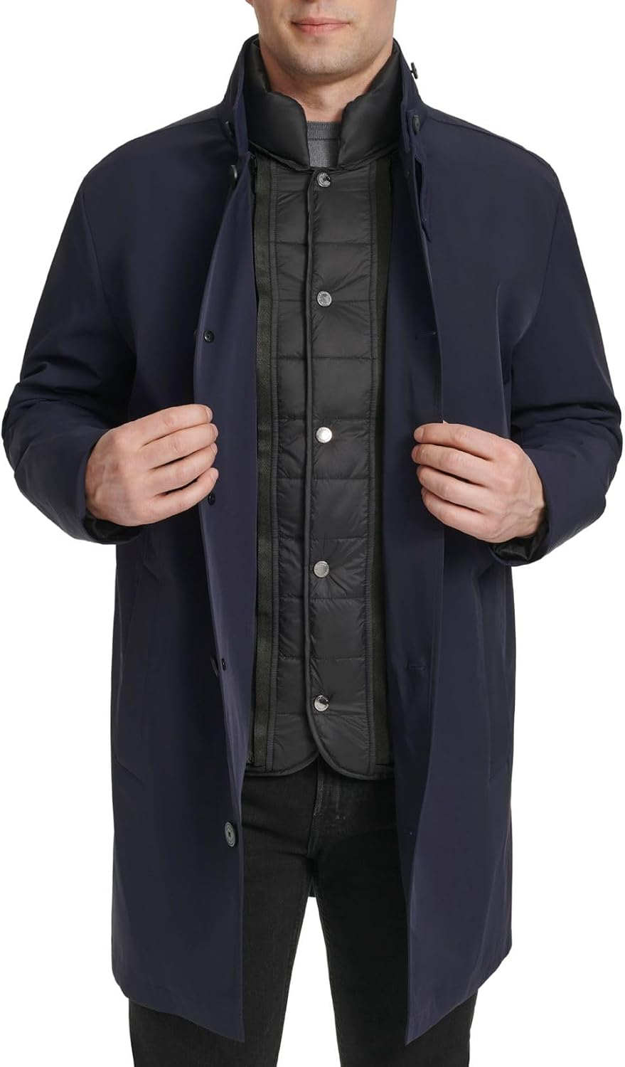 Cole Haan Men's Stretch Rain Top Coat Inner Quilted 3 in 1 Jacket
