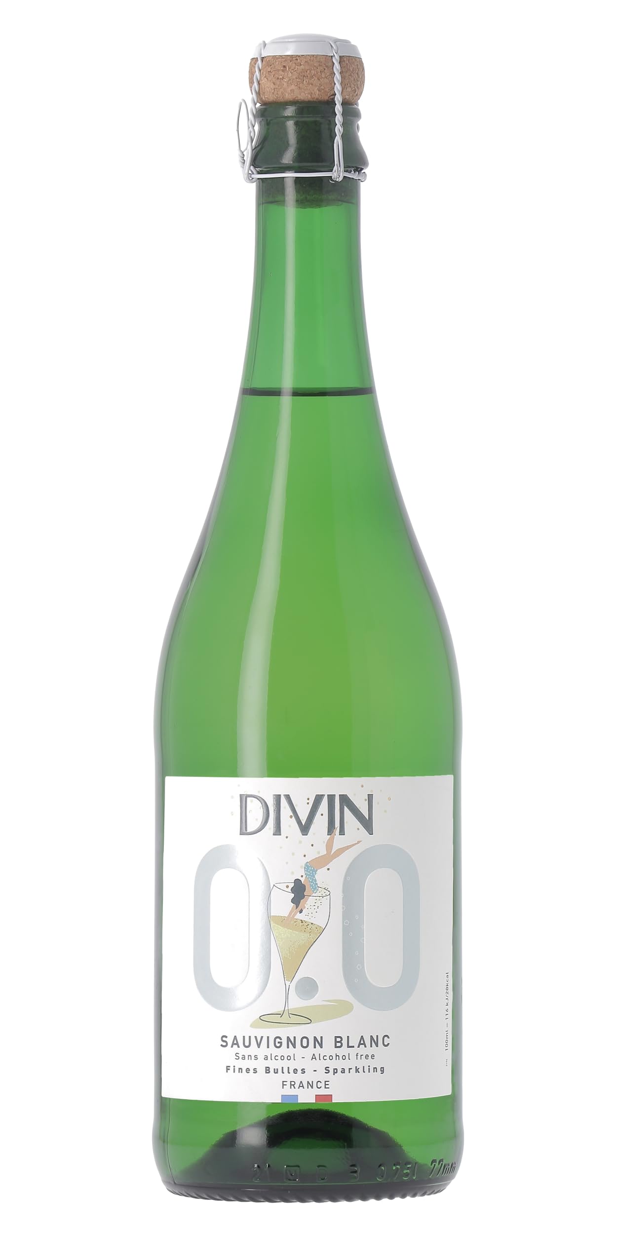 DIVIN Sauvignon Blanc Spritzig 0,0% Alkoholfreier Schaumwein (1 x 0,75 l)